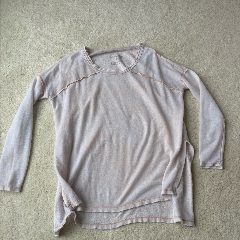 Free People Light Cream Long Sleeve Top